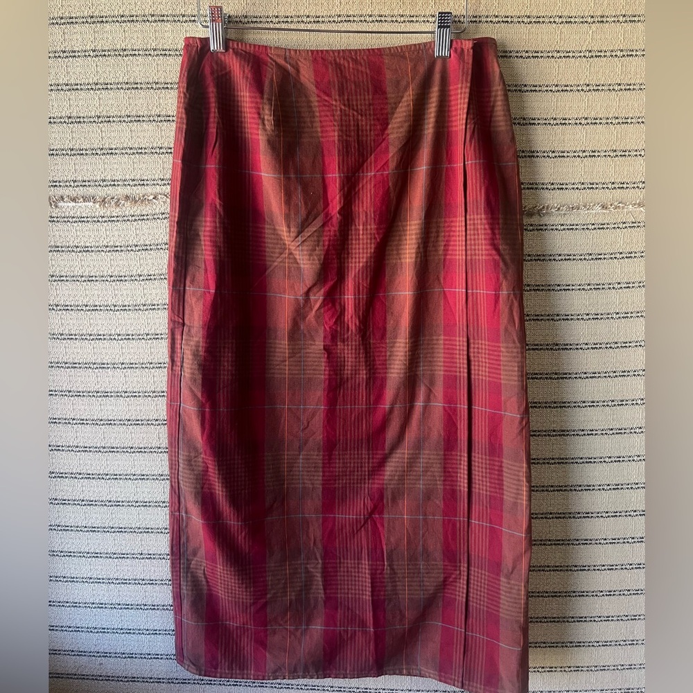 Norton McNaughton Red Plaid Pencil Skirt